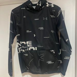 Under Armour, Loose Fit, YLG, Hoodie, Black and White